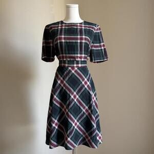 cremiuex cute vintage plaid dress with waist tie